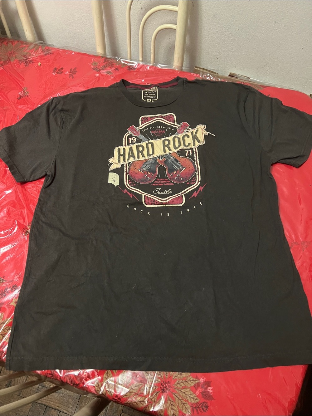 Hard Rock Cafe  Seattle Graphic Black t-shirt mens 2XL